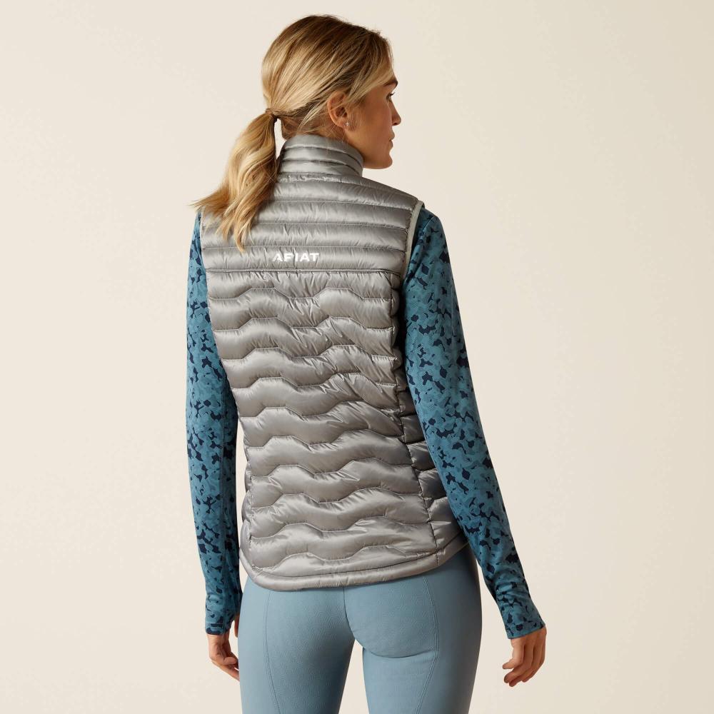 Ariat Ideal Down Vest, Iridescent Ultimate Grey, Back on Model