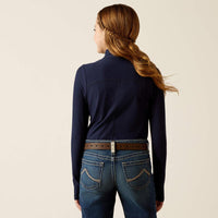 Ariat® Girl's Lowell 3.0 1/4 Zip, Navy Back View on Model