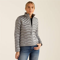 Ariat Ideal Down Jacket, Iridescent Ultimate Grey Front on Model