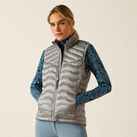 Ariat Ideal Down Vest, Iridescent Ultimate Grey, Front View on Model