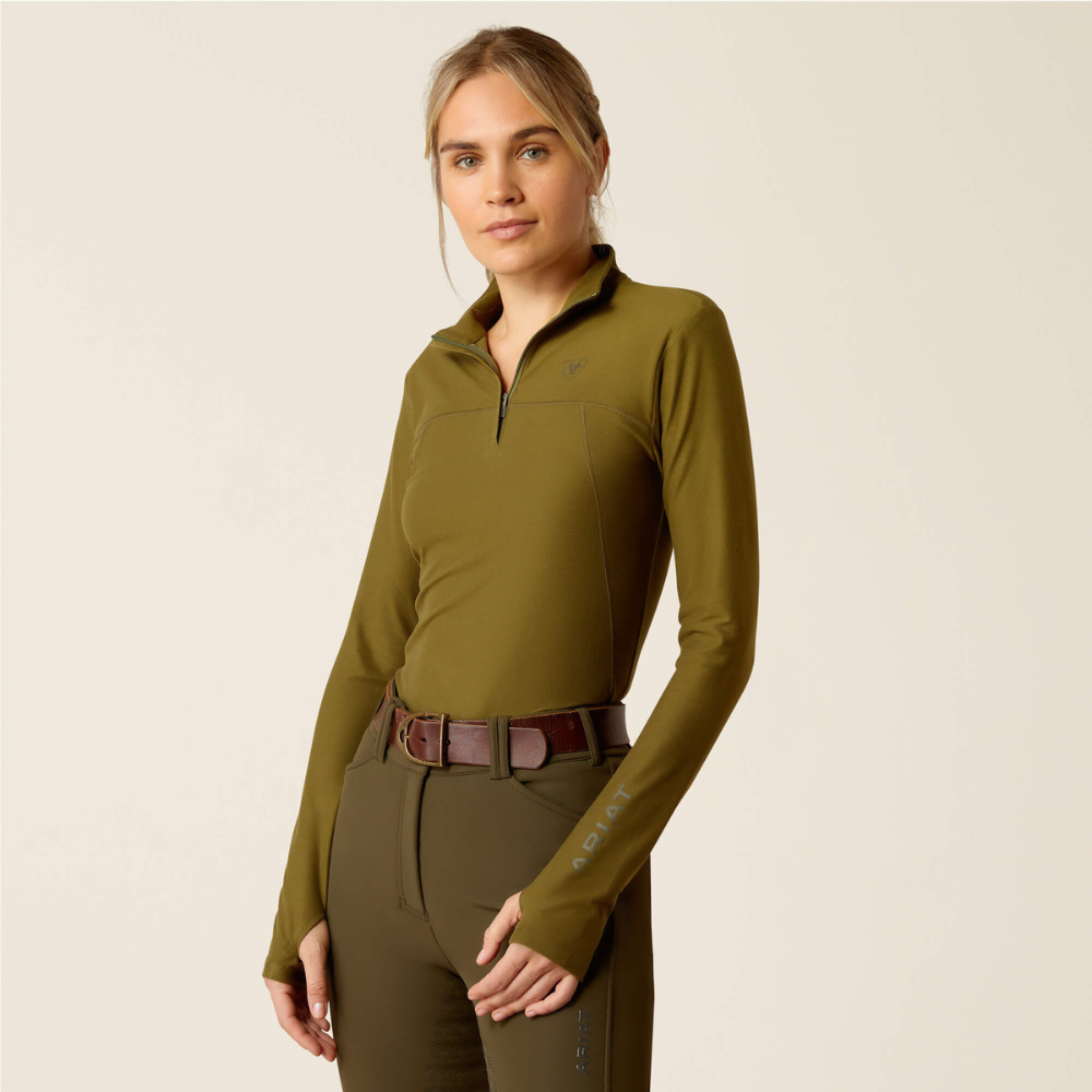 Ariat Lowell 3.0 1/4 Zip Baselayer, Winter Moss