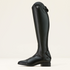 Side image of a left Ariat black  Palisade tall dress riding boot on white background. 