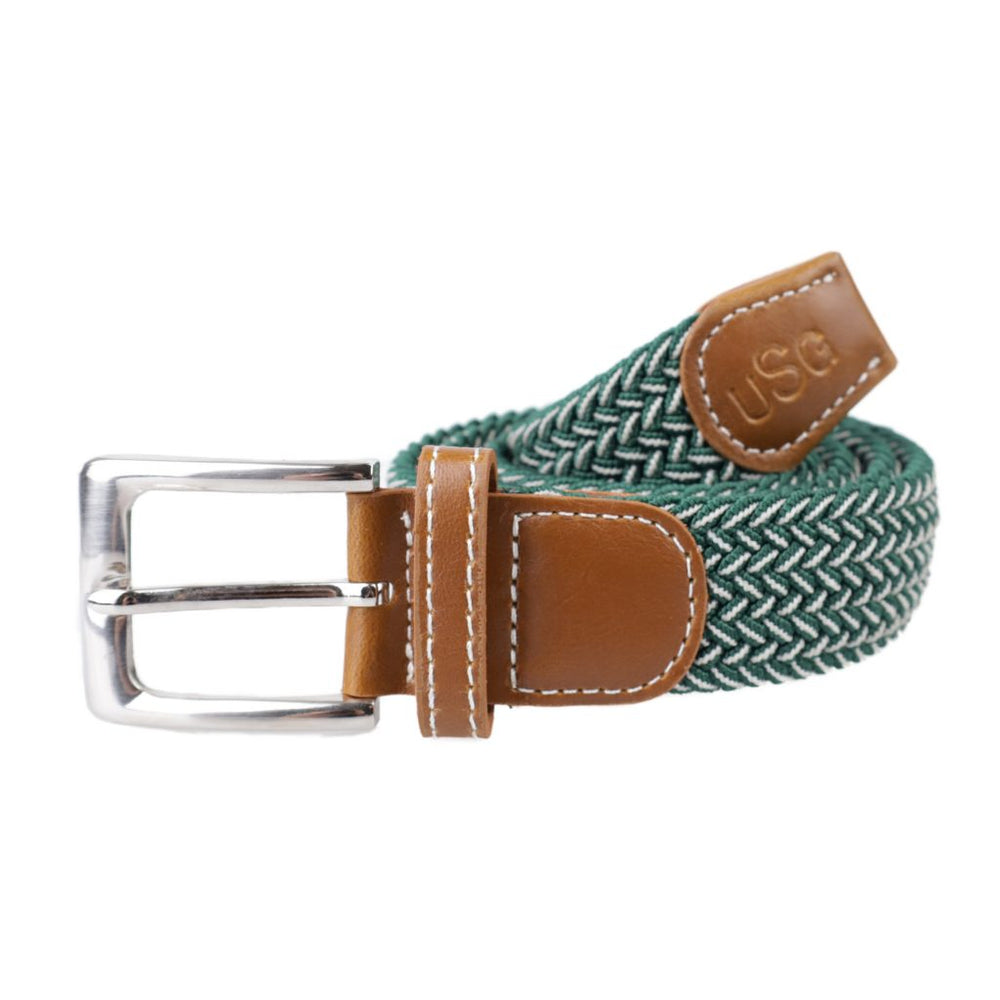 USG Breezy Casual Stretch Belt, Green/Off White