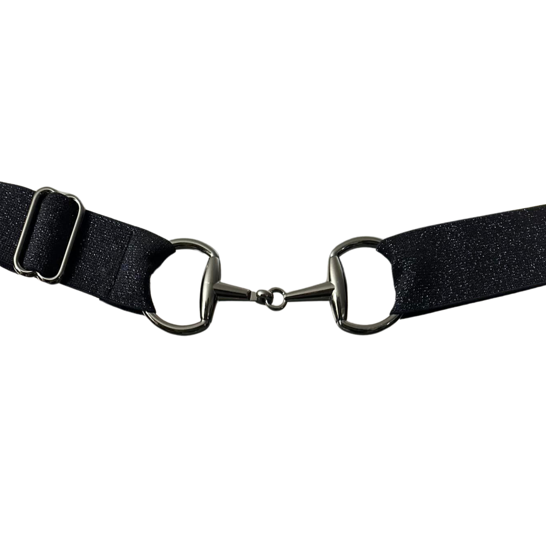 Fabby Fab Black Shimmer Elastic Belt with Silver Bit Buckle