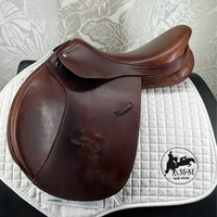 Image of used Intrepid Pro-Trainer Gold Deluxe jump saddle's near side.