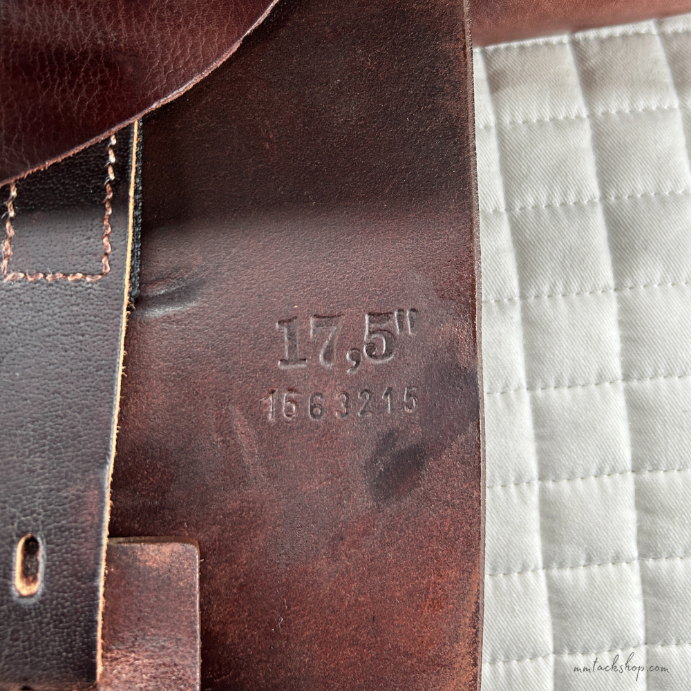 Image of used Intrepid Pro-Trainer Gold Deluxe jump saddle's serial number.