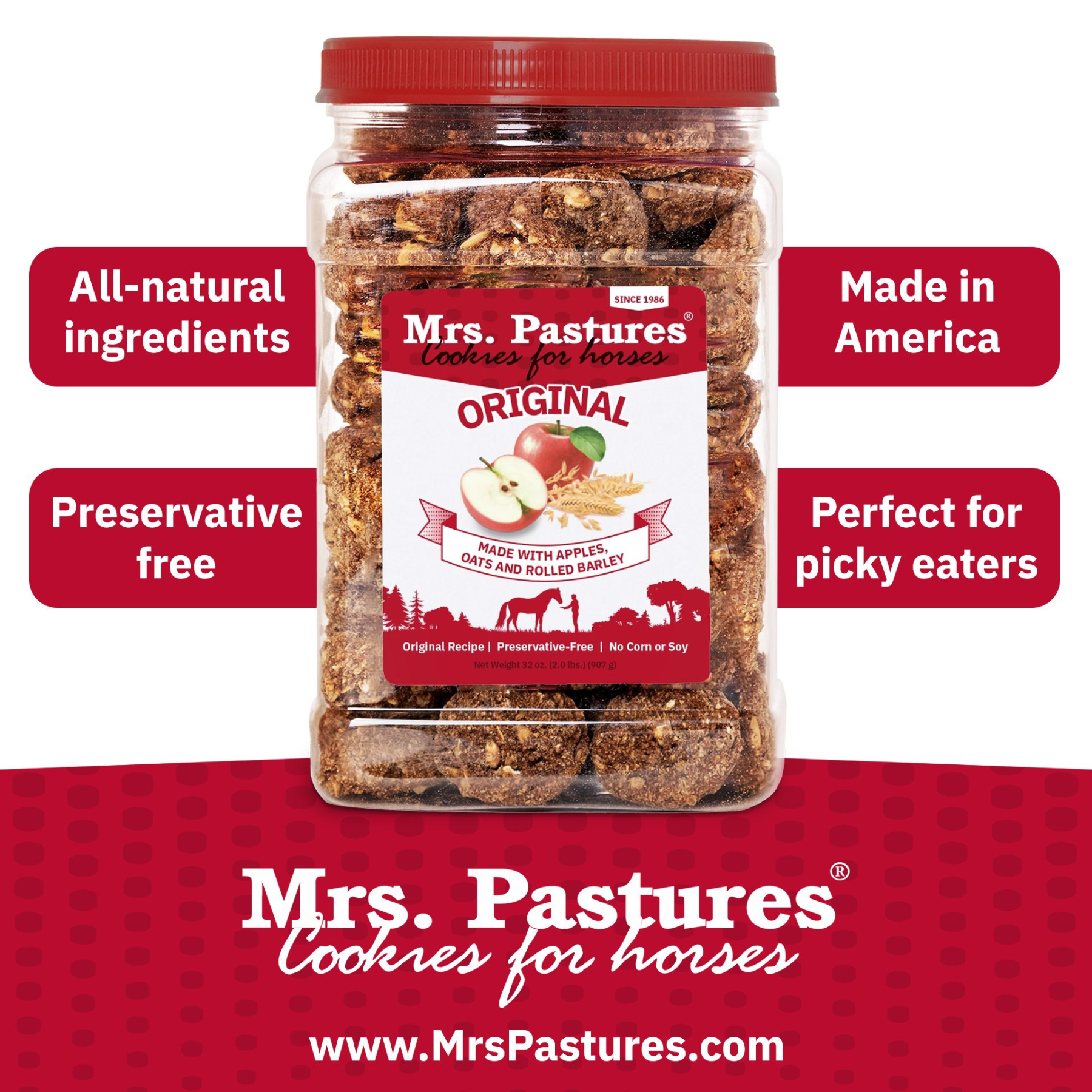 Mrs. Pastures Horse Treats, 32 oz Jar