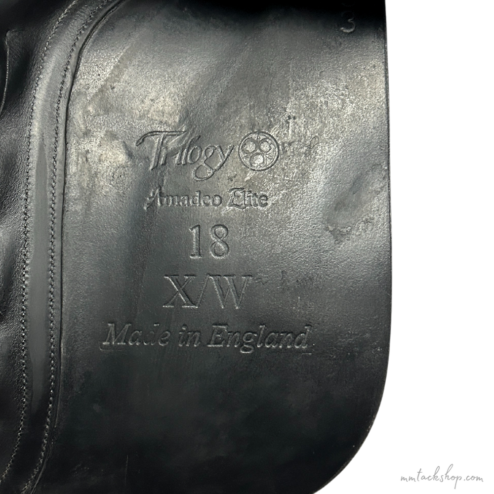 Trilogy Amadeo Elite Dressage Saddle Makers Mark with Sizes