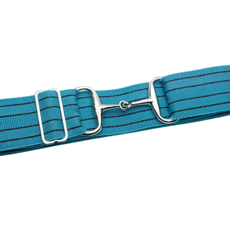 Ellany 2" Teal Stripes, Silver Snaffle Buckle Belt