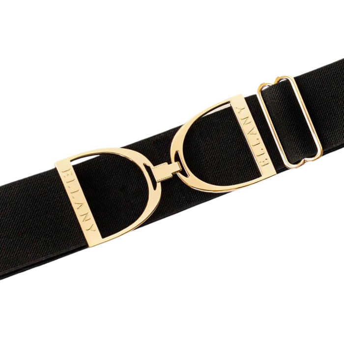 Ellany 2" Black, Gold Stirrup Buckle Belt