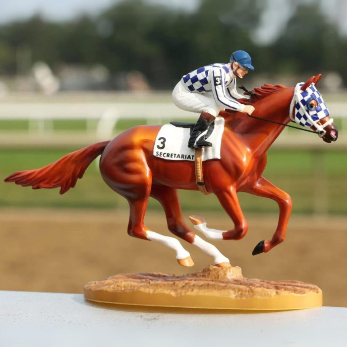 Breyer Secretariat,  50th Anniversary Figurine with Jockey