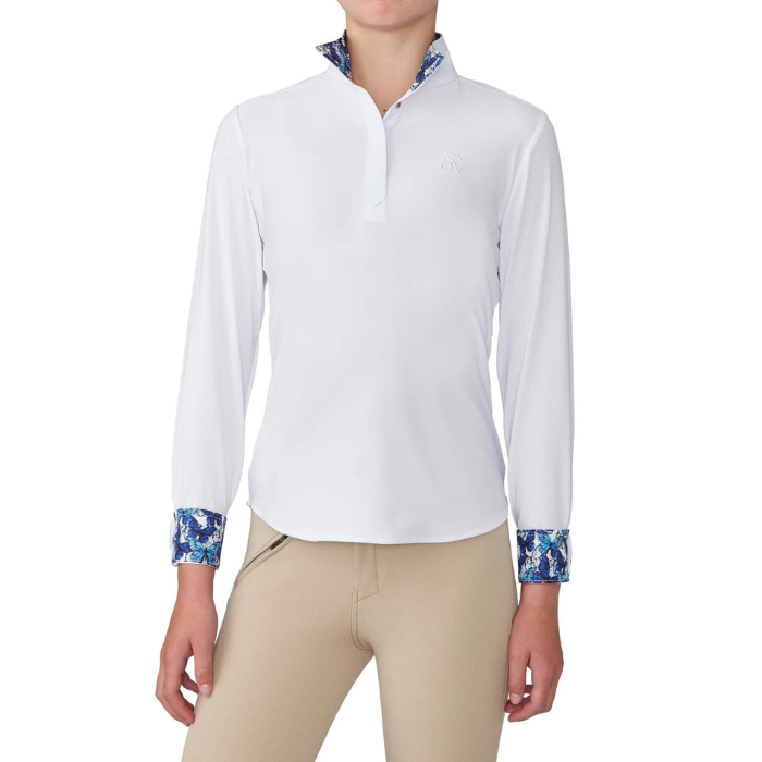 Ovation® Girls' Ellie II DX Long Sleeve Show Shirt, Blue Butterfly