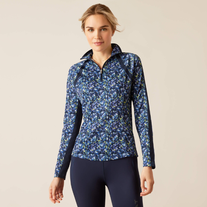 Ariat Sunstopper 3.0 1/4 Baselayer, Blue Scribble