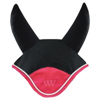 Woof Wear Black & Shiraz Ergonomic Fly Veil with silver rope edging and shiraz binding.