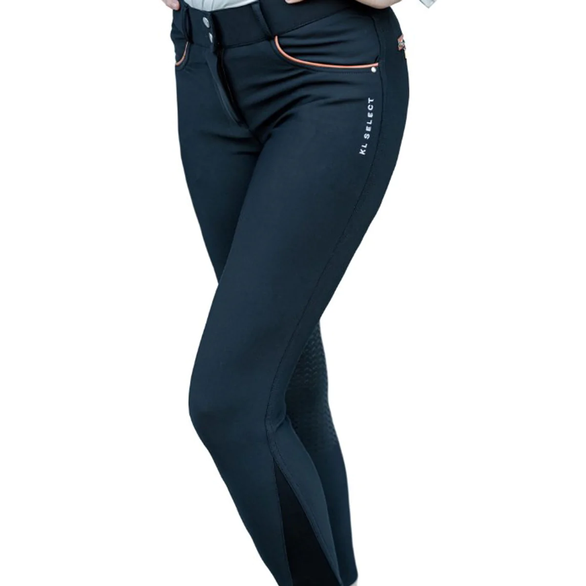 KL Select Gabrielle Knee Patch Breeches,  Black/Cognac