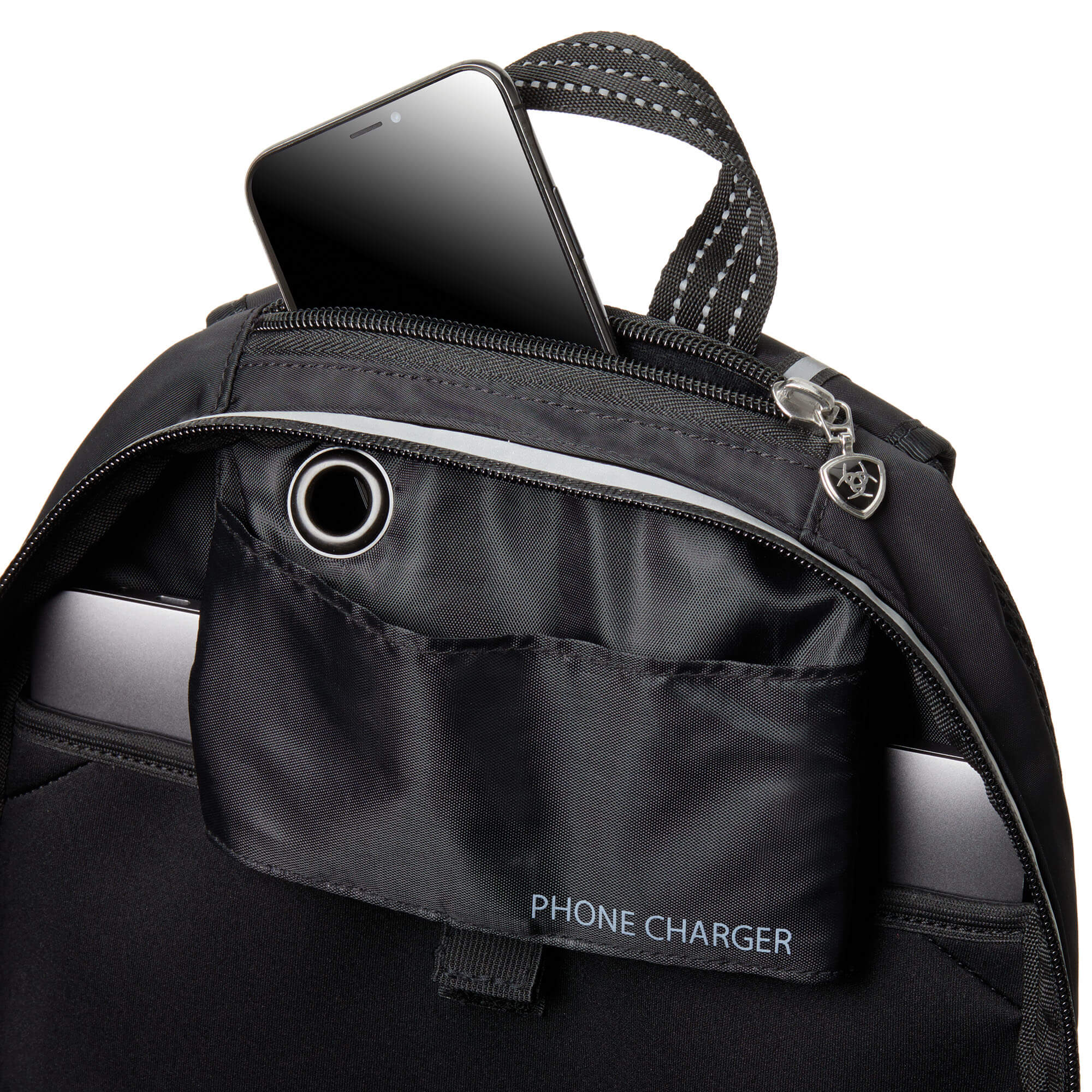 Ariat® Ring Backpack, Black & Grey