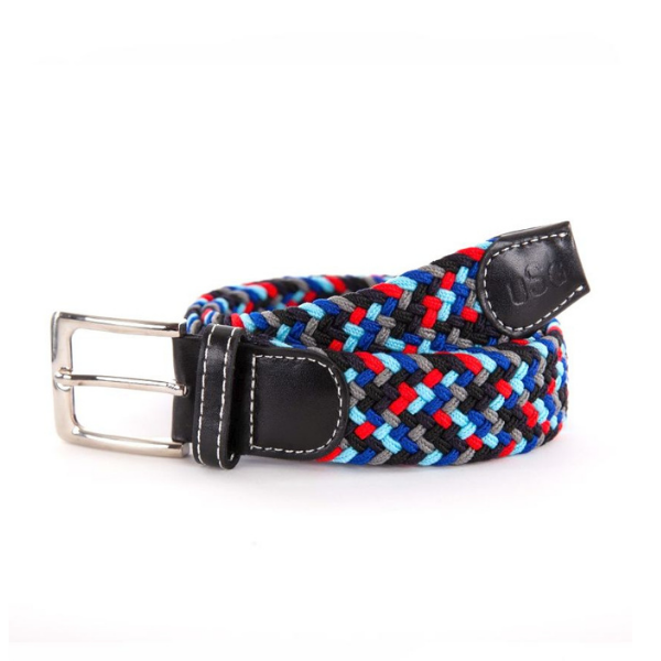 USG Casual Belt Multi Color Stretch, Royal/Red/Black