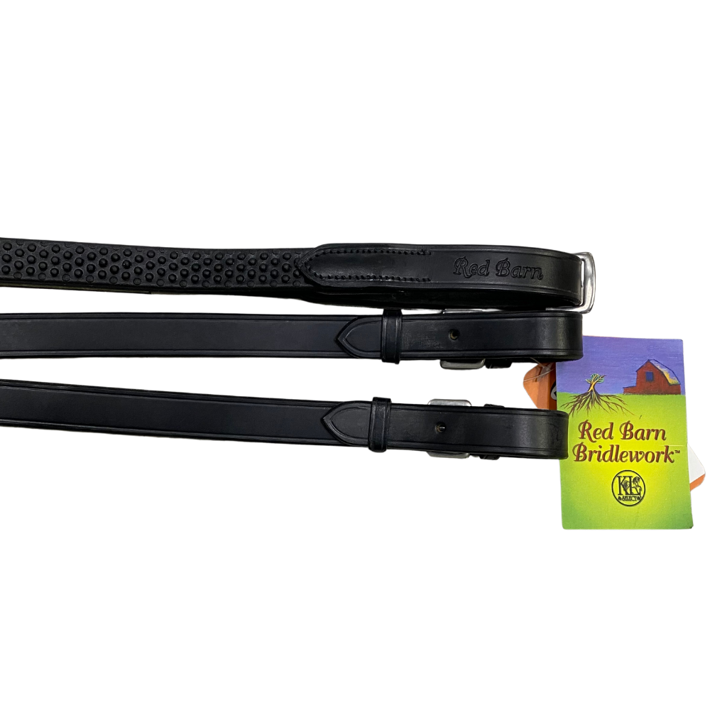 Red Barn Extra Long Pebble Grip Reins, Black