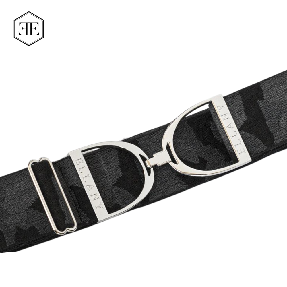 Ellany 2" Black Camo, Silver Stirrup Buckle Belt