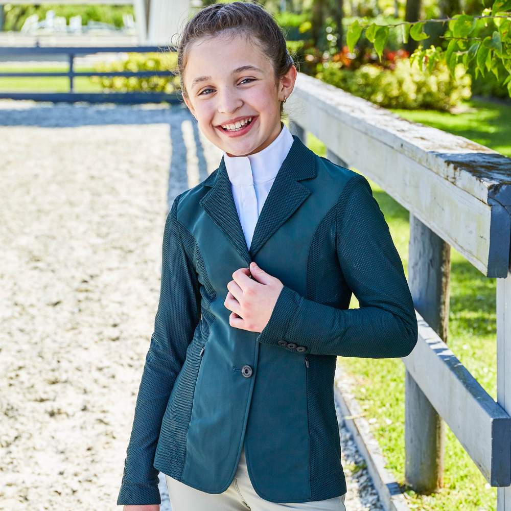 R.J. Classics Harmony Jr. Girl's Mesh Show Coat, Green Gables